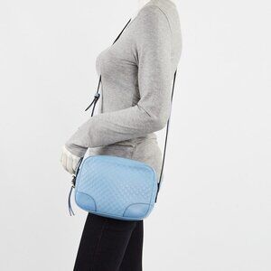 Gucci Light Blue Micro Guccissima Leather Crossbody Bag